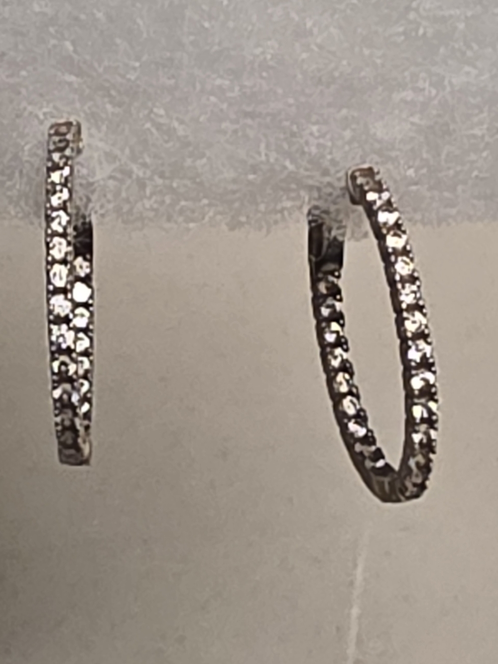 Sterling Silver 925 And CZ inside Out Hoop Earrings - Sparkling Hoops